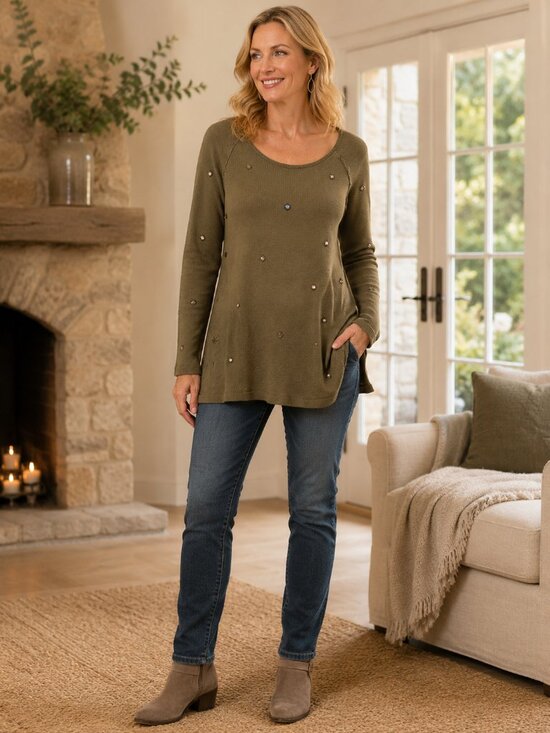 Soft Surroundings Tops - Soft Surroundings Long Sleeve with Embellished Size M